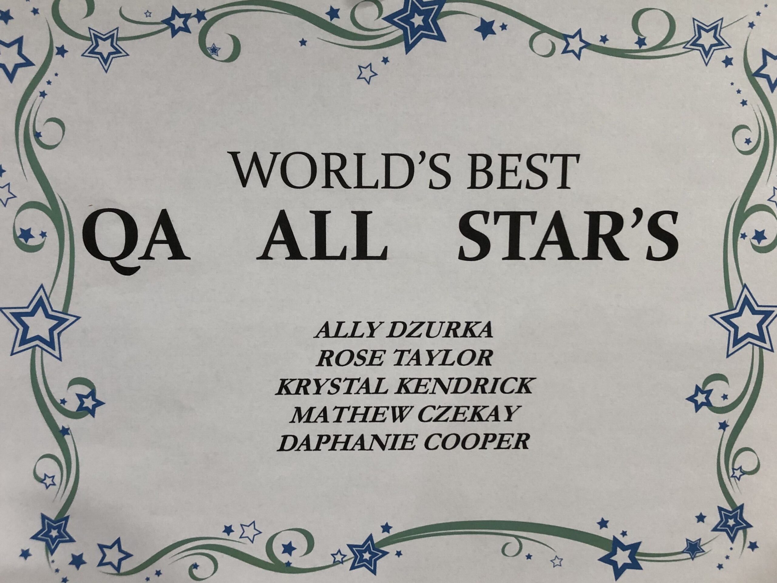 QA All Stars – November 2020